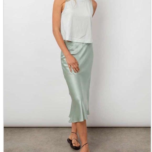 Rails Dresses & Skirts - Rails Anya Pale Green Satin Midi Slip Skirt